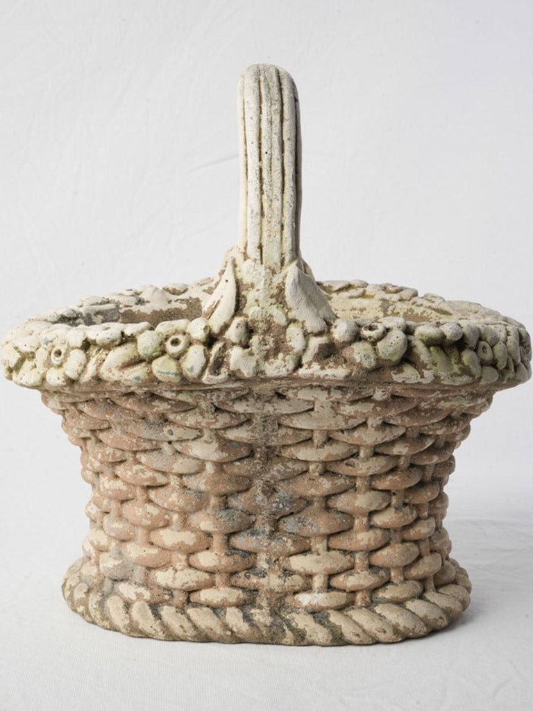 Moss-toned basket form pot