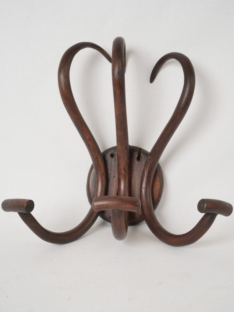 Antique beechwood bent hook coat rack