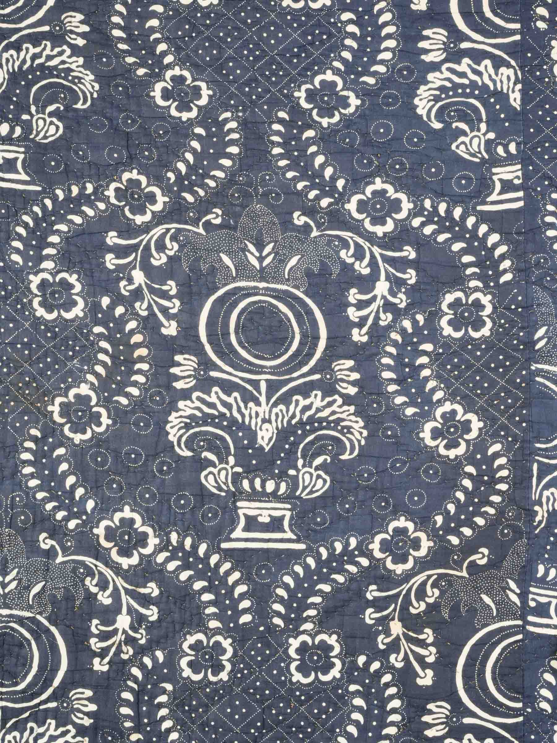Late 18th-Century Provençal Boutis Coverlet in Indigo Toile de Nîmes - 94½" x 89¾"