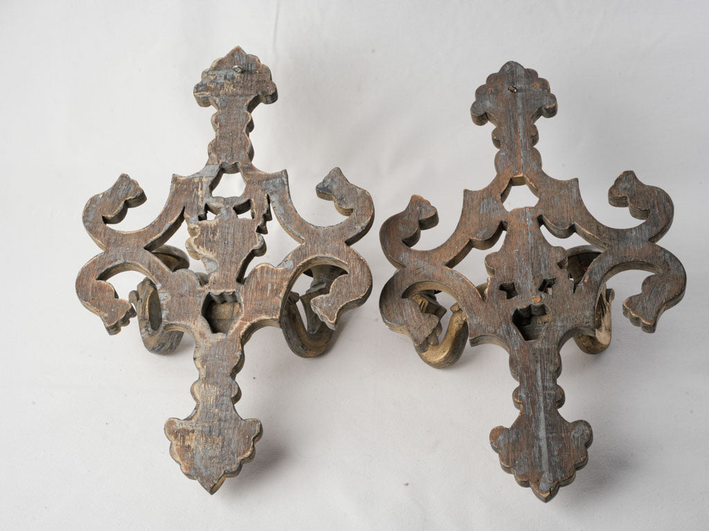 Softly aged vintage candle sconces  