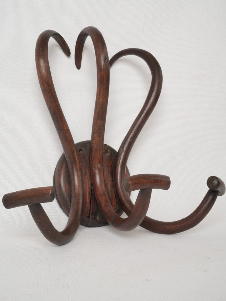 Three-hook Thonet-style sturdy wall rack