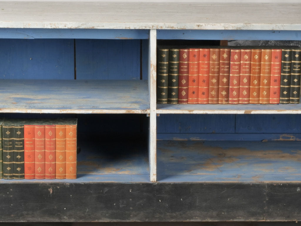 Weathered blue kitchen island