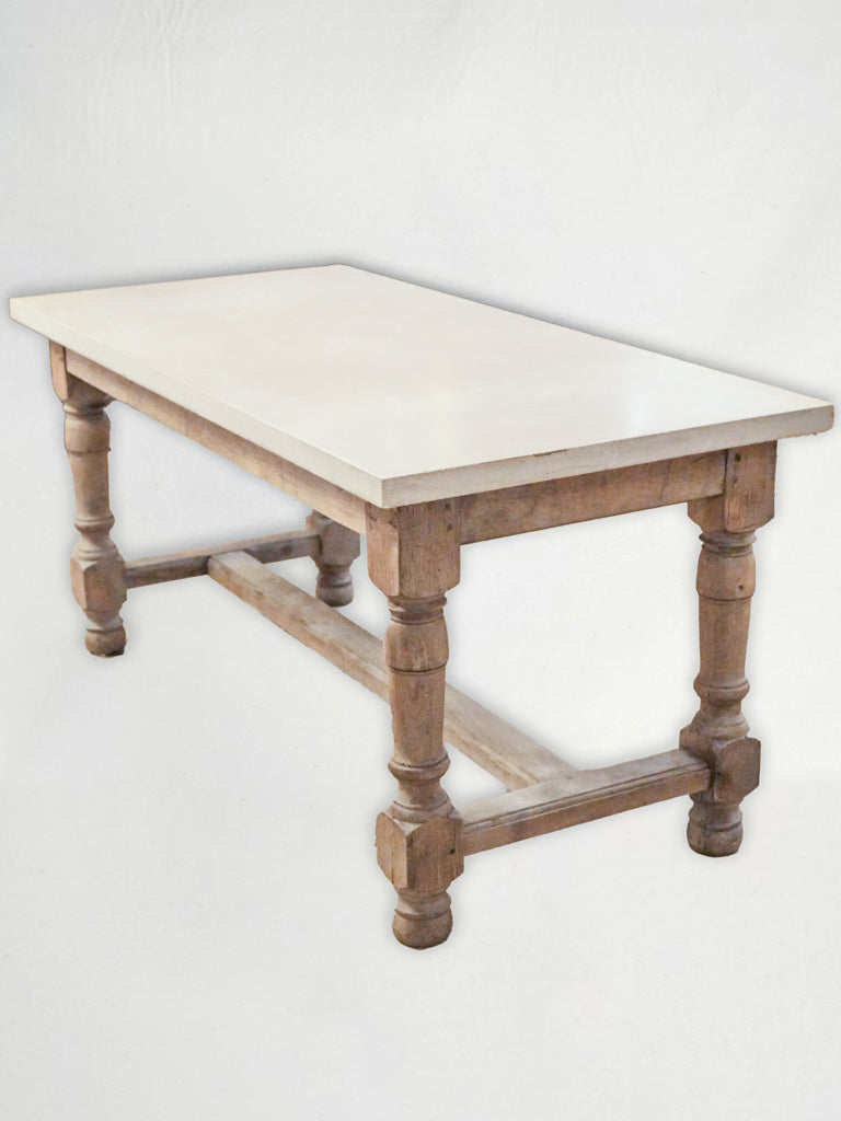 Beautiful Antique French Table w/ "Marquise Stone" Top - 63"