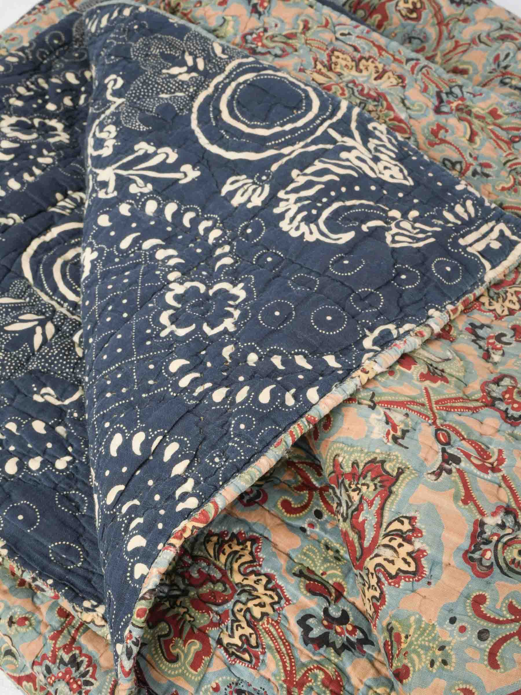 Late 18th-Century Provençal Boutis Coverlet in Indigo Toile de Nîmes - 94½" x 89¾"