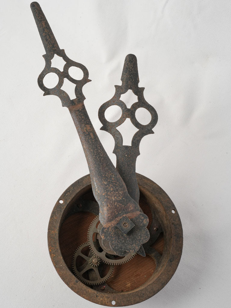 Distressed patina clock hands