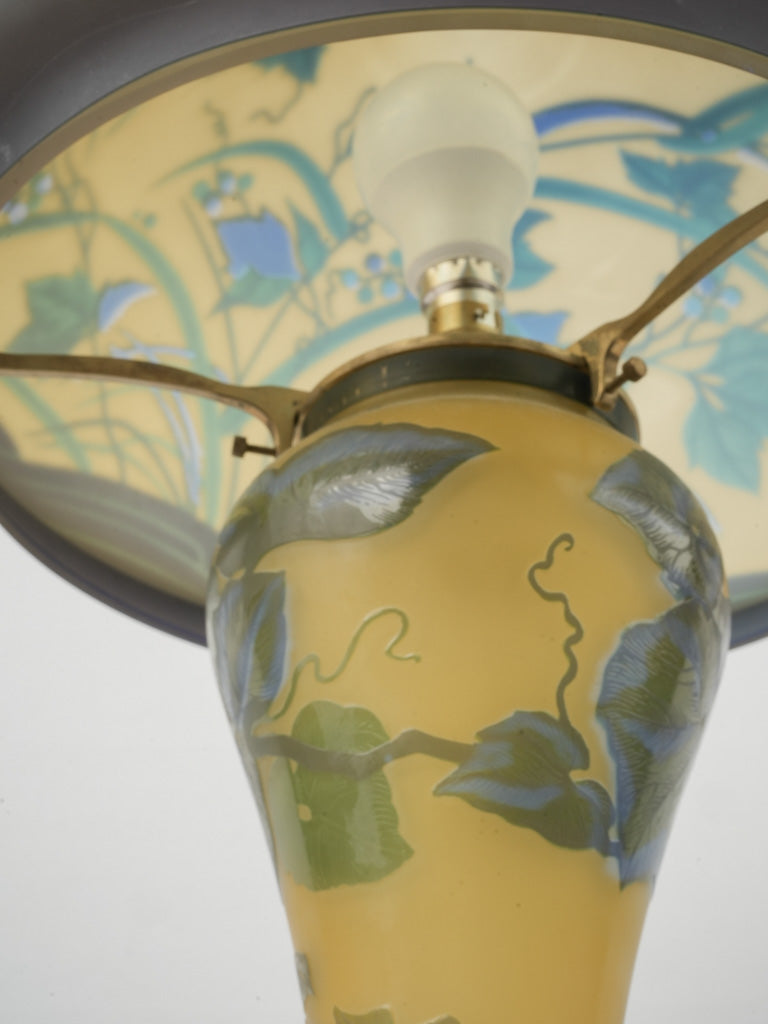 Warm amber background glass lamp
