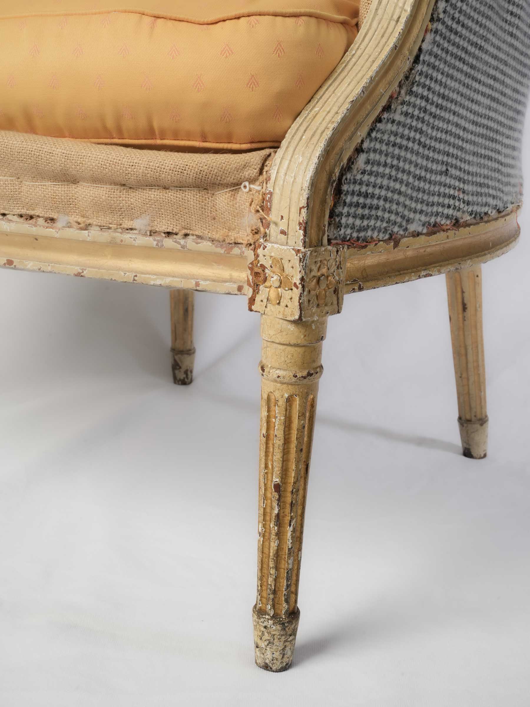 Pair of Louis XVI Period Bergères in Original Painted Finish - 37½"