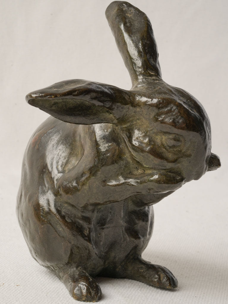 Whimsical bronze rabbit figurine