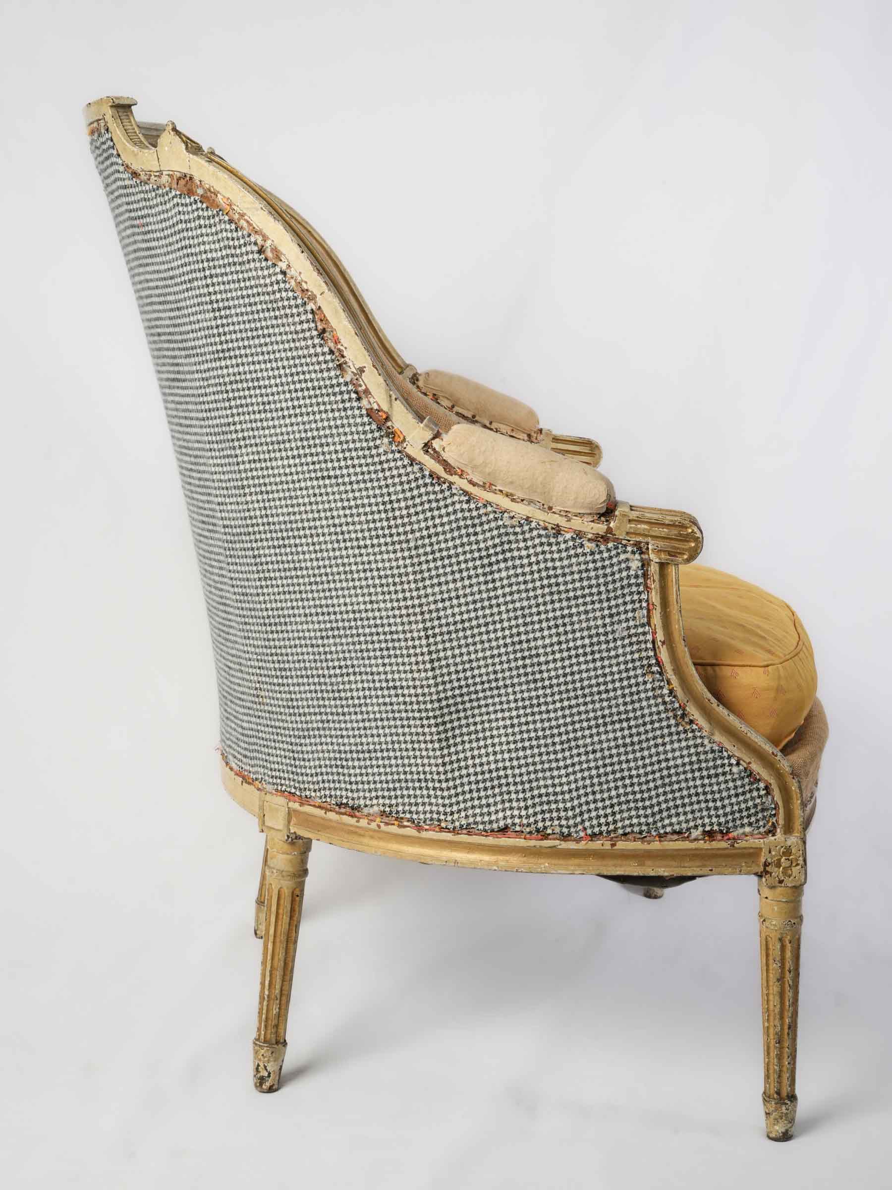 Pair of Louis XVI Period Bergères in Original Painted Finish - 37½"
