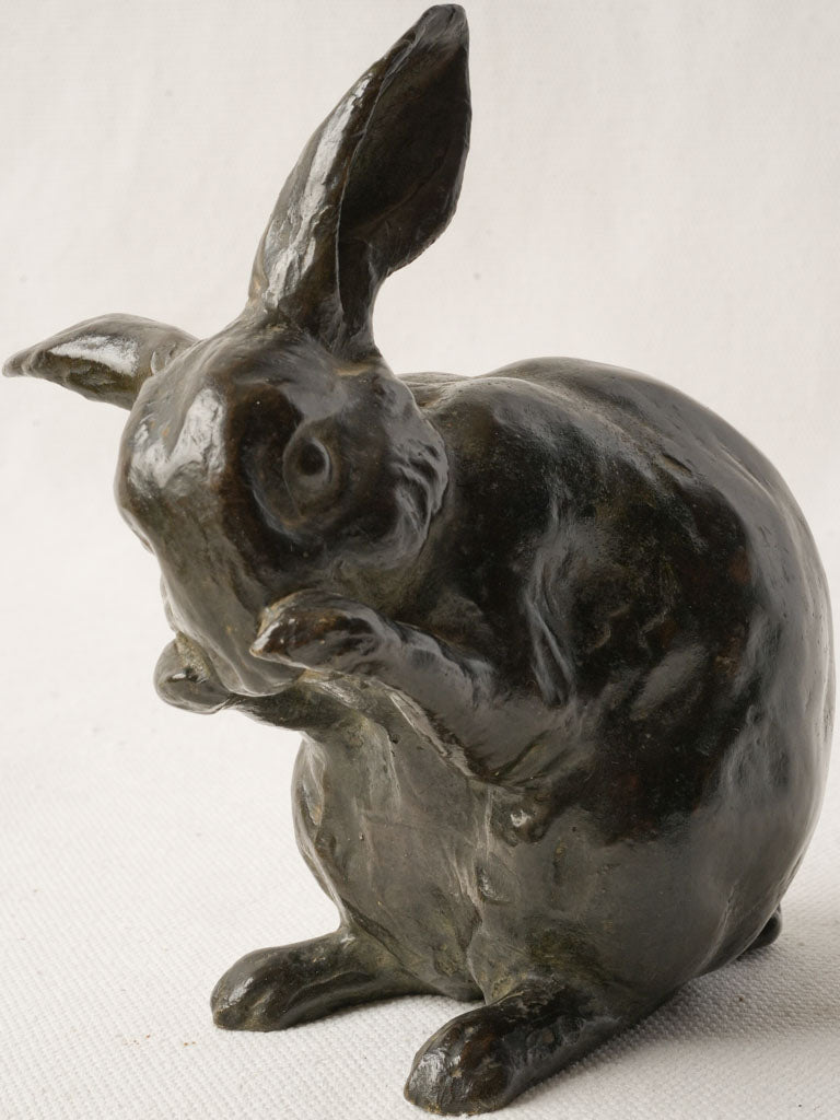 Adorable bronze rabbit sculpture