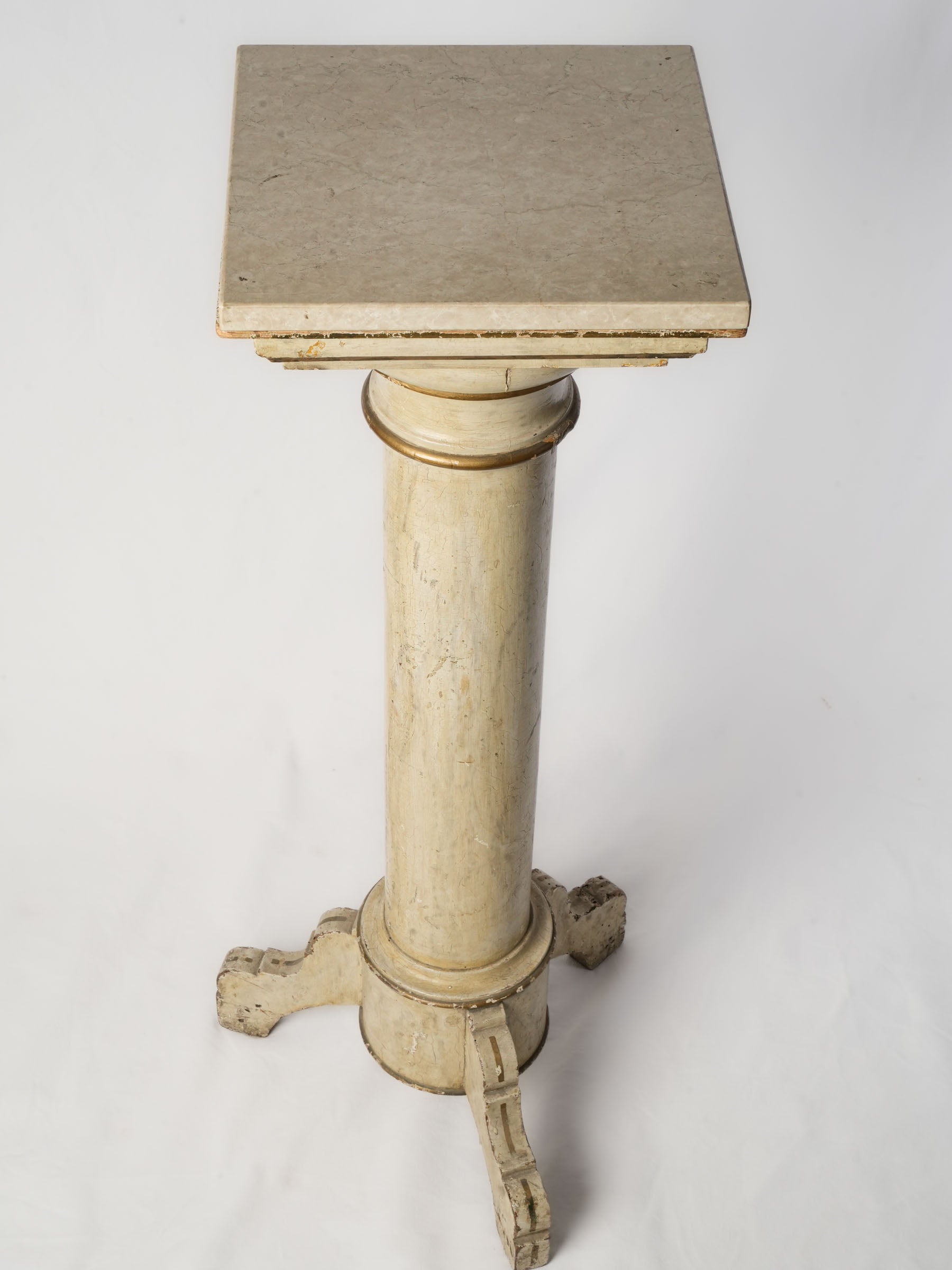 Neoclassical French Tripod Pedestal w/ Marble Top, Late 19th Century - 40¼"
