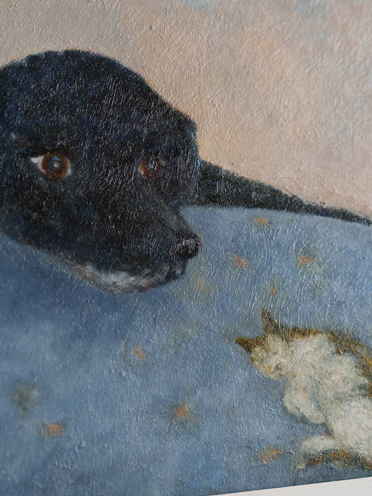 Modern vivid golden flecked painting
