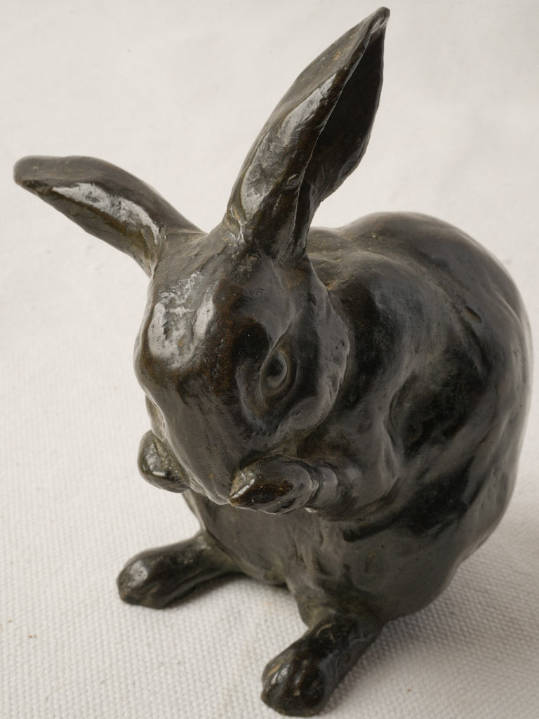 Artisan French bronze rabbit figure