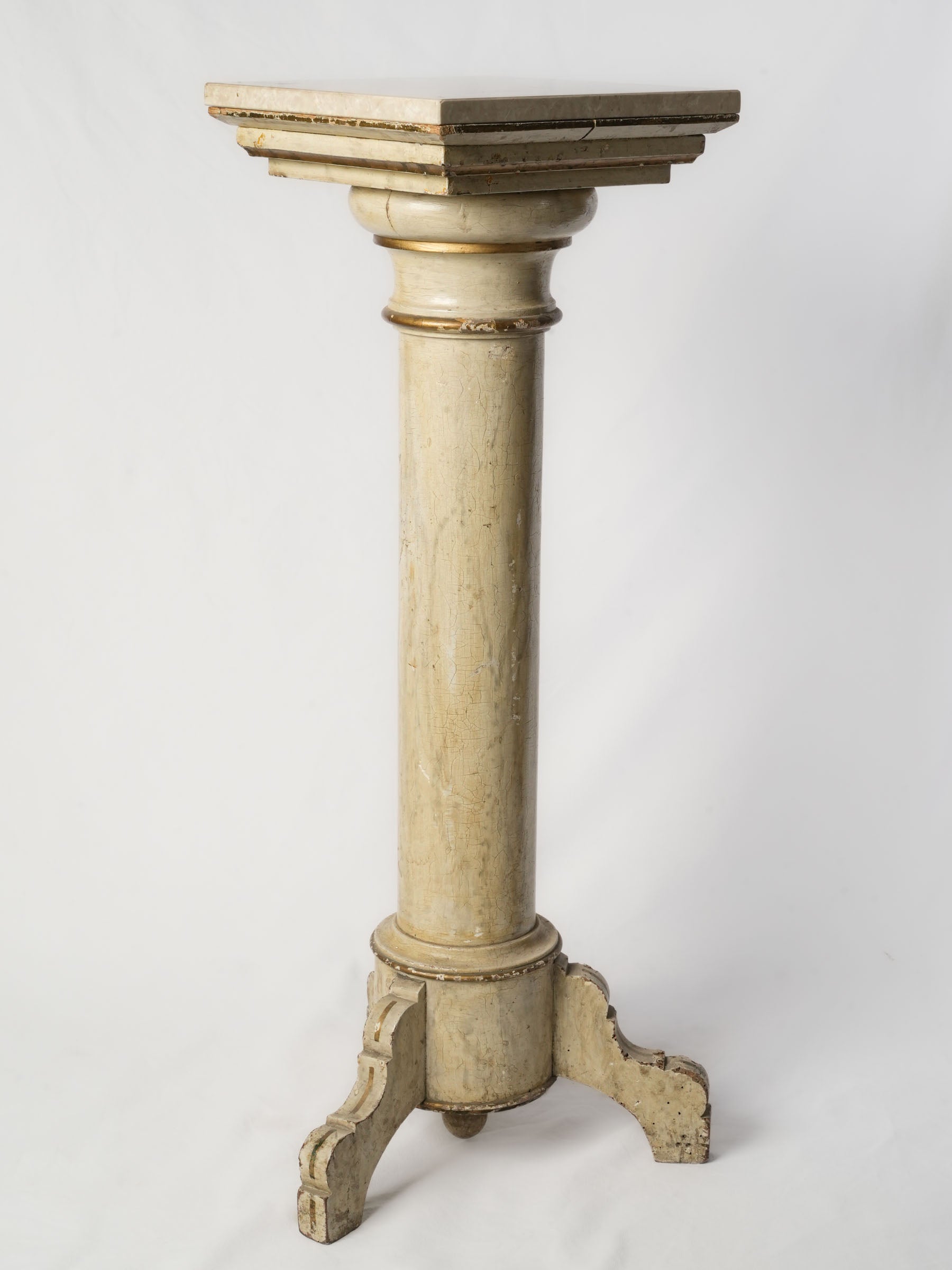 Neoclassical French Tripod Pedestal w/ Marble Top, Late 19th Century - 40¼"