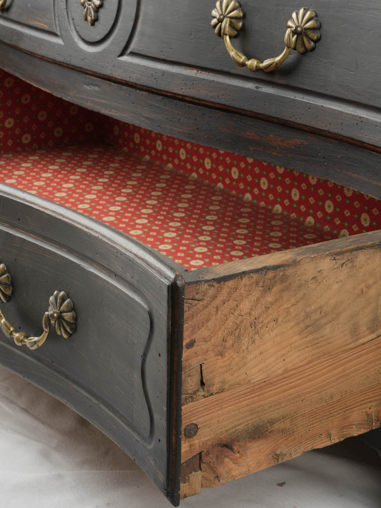 Charming colorful fabric lined drawers