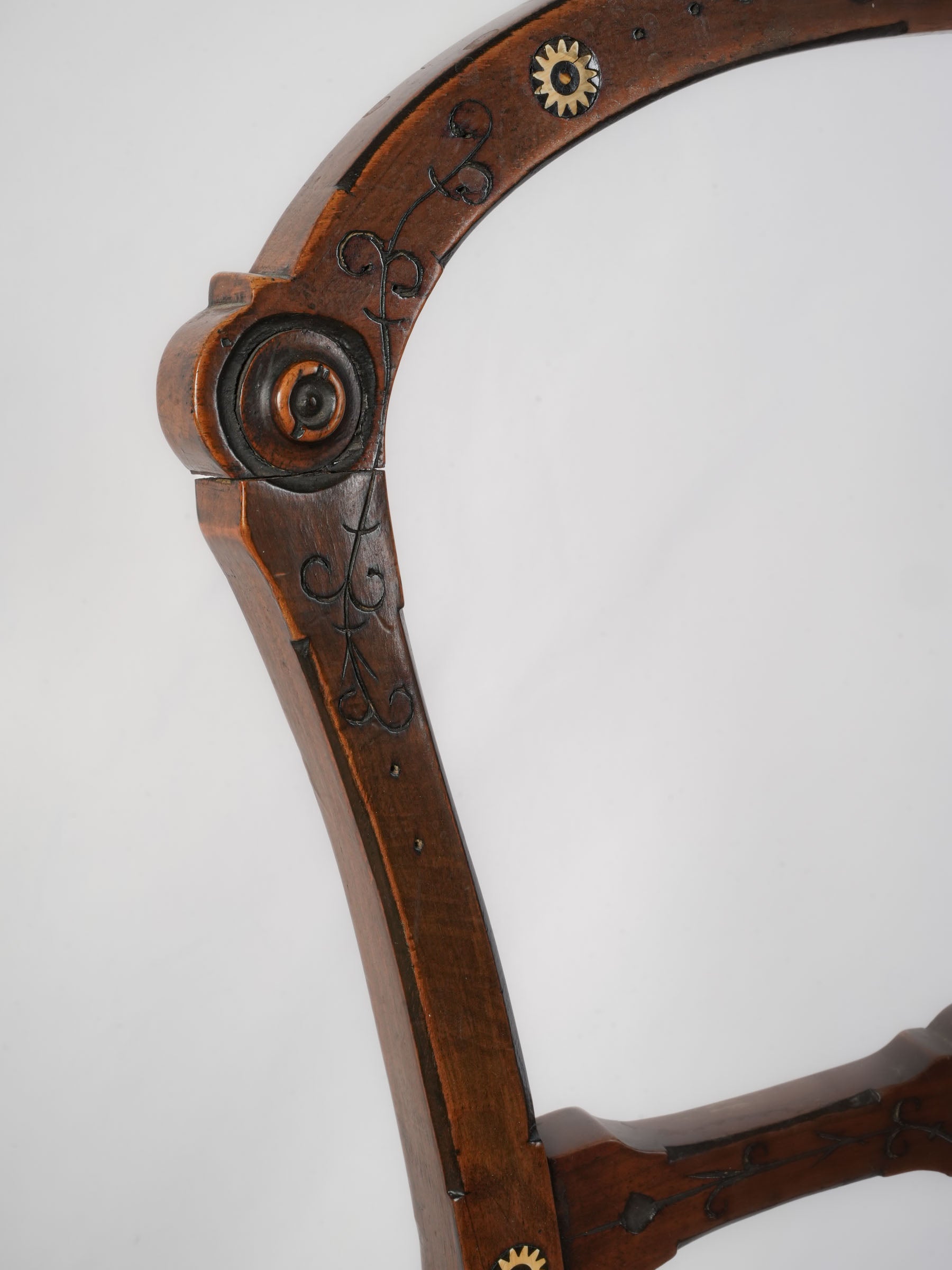 Set of Four Delicate Open-Back Fruitwood Chairs