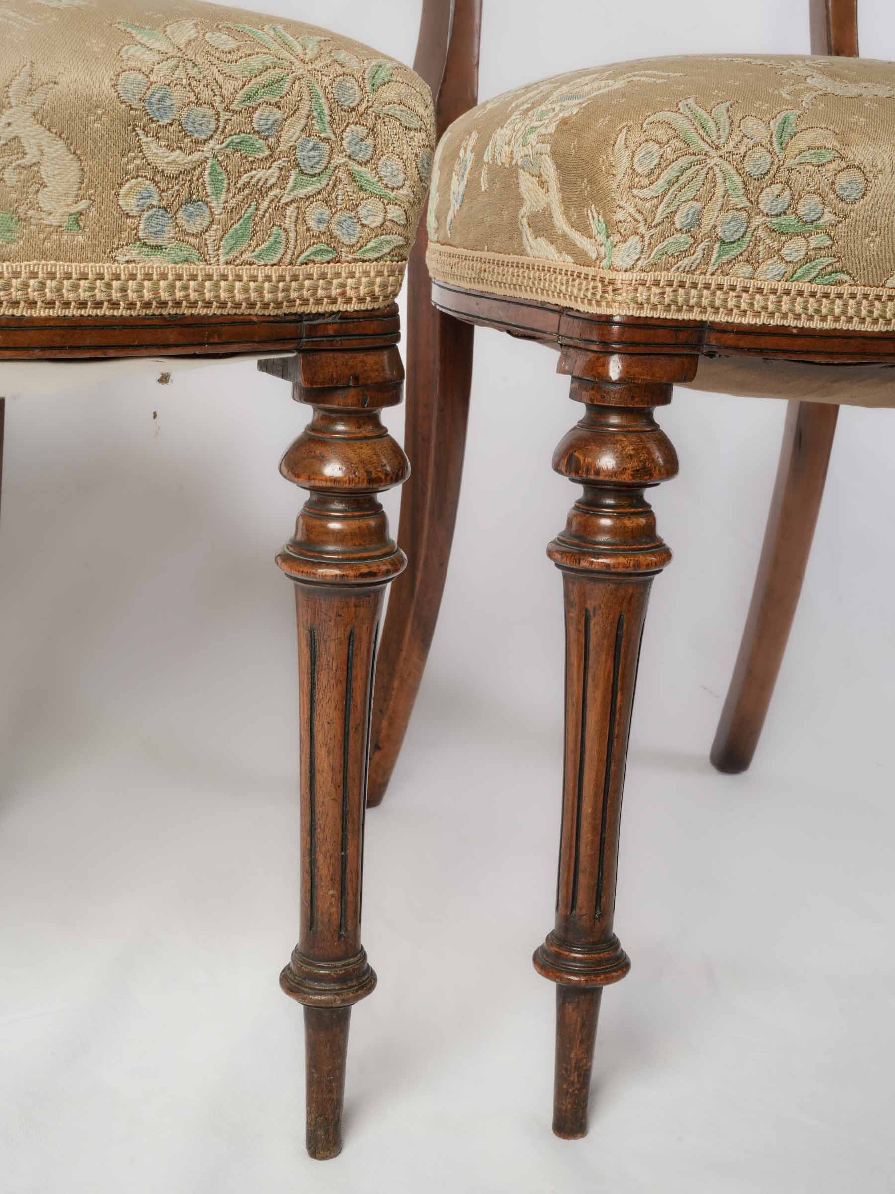 Set of Four Delicate Open-Back Fruitwood Chairs