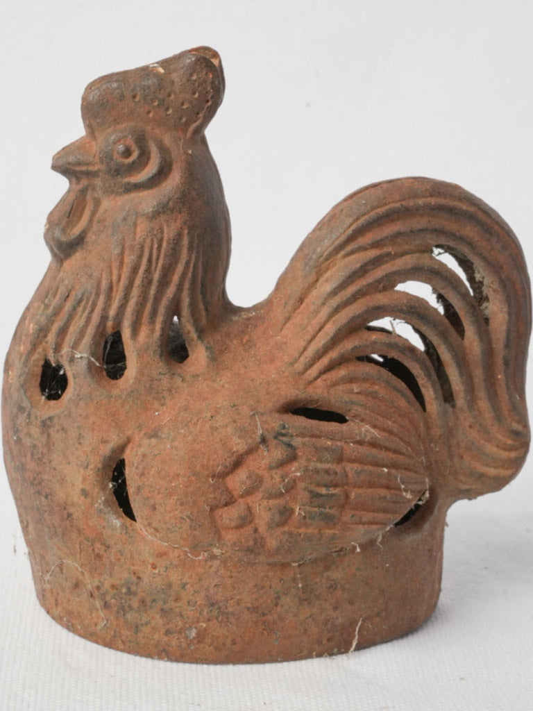 Petite Rustic Cast Iron Rooster Figure France c 1970s - 6¼"