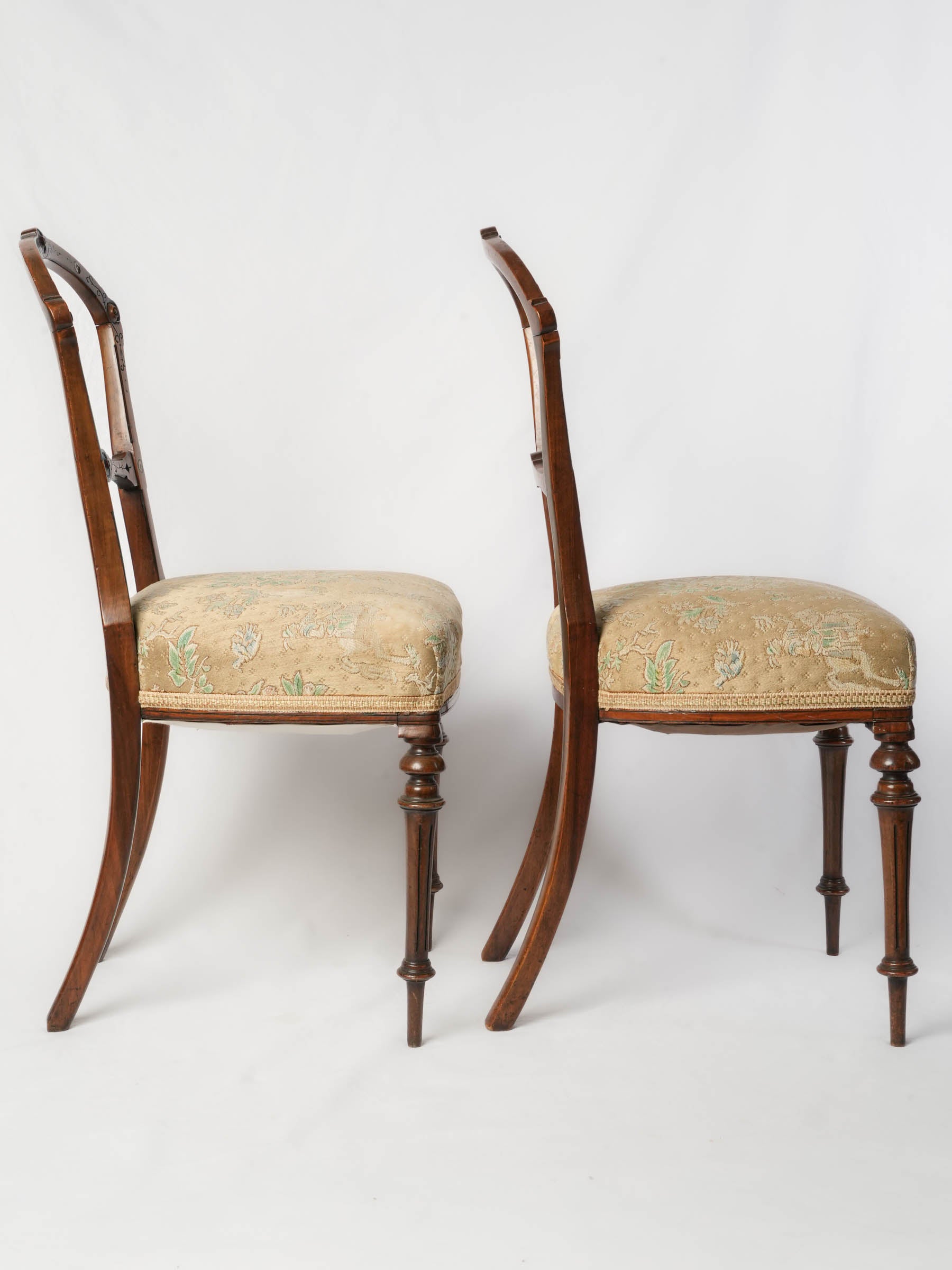 Set of Four Delicate Open-Back Fruitwood Chairs