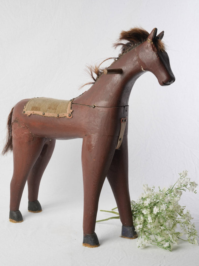 Antique French wooden toy horse