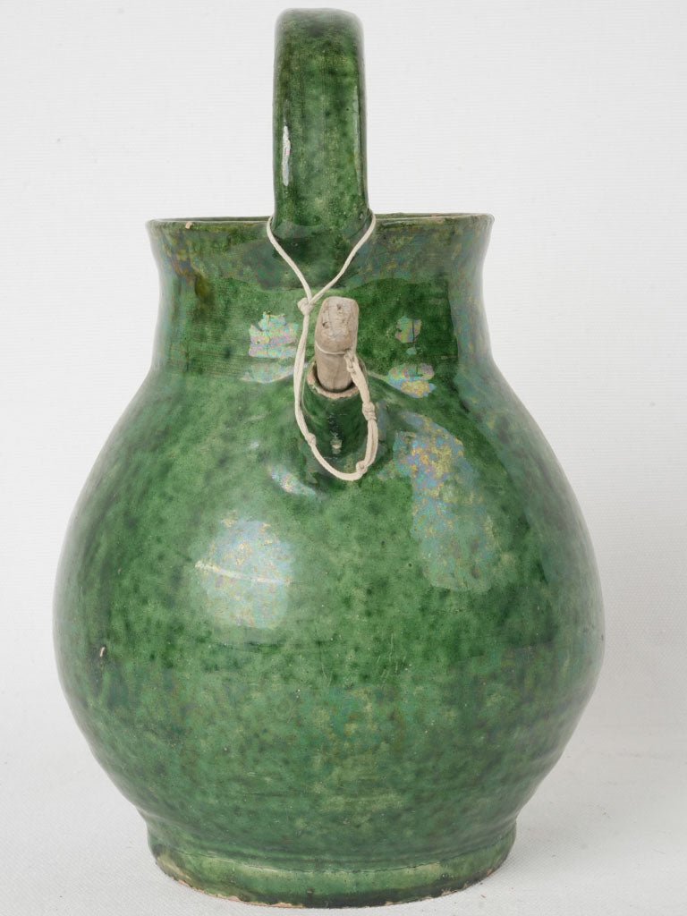 Timeless dark green rustic French pitcher