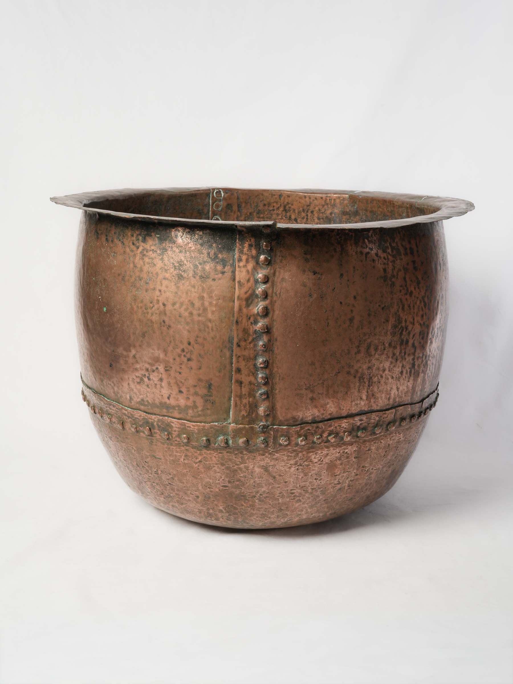 Monumental French Copper Cauldron from Auvergne, 19th Century - 29¼"