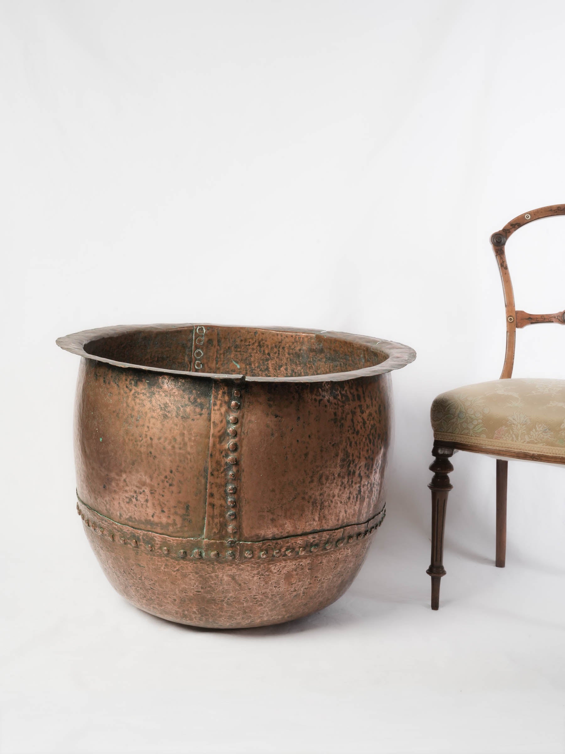 Monumental French Copper Cauldron from Auvergne, 19th Century - 29¼"