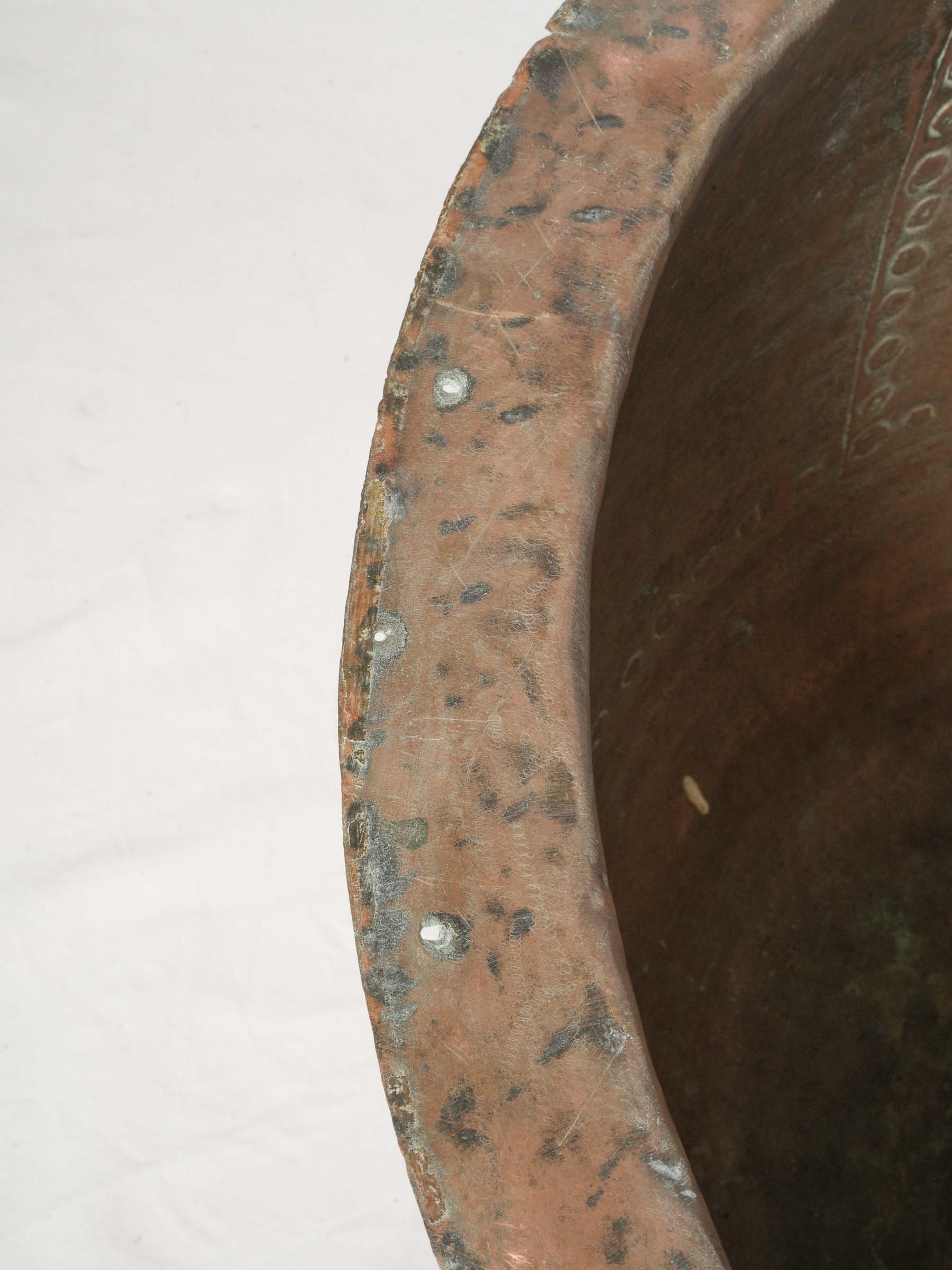 Monumental French Copper Cauldron from Auvergne, 19th Century - 29¼"