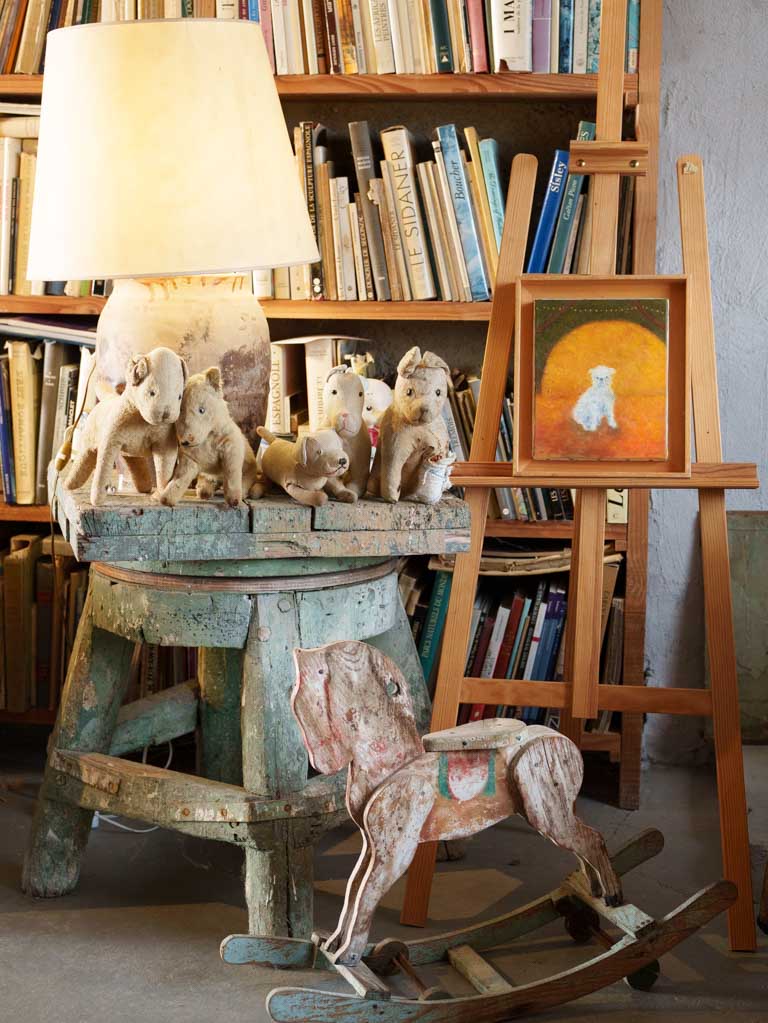 Small Contemporary Painting By Karibou - Le Chien du Cirque (The Circus Dog) - 13½" x 11½"