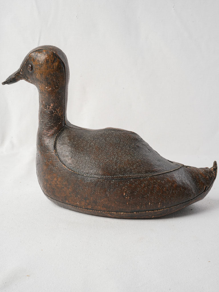 Rustic brown leather doorstop