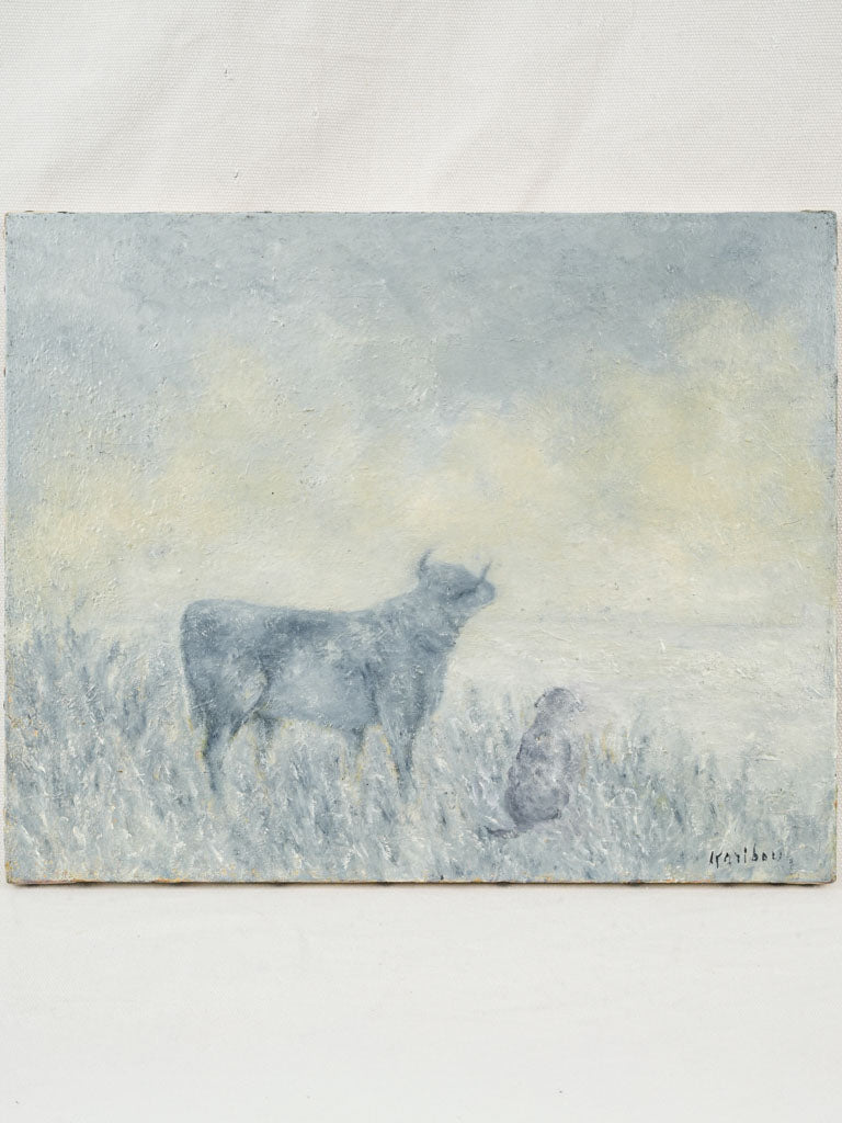 Small Contemporary Painting By Karibou - Au Loin (In the distance) - 13" x 16¼"