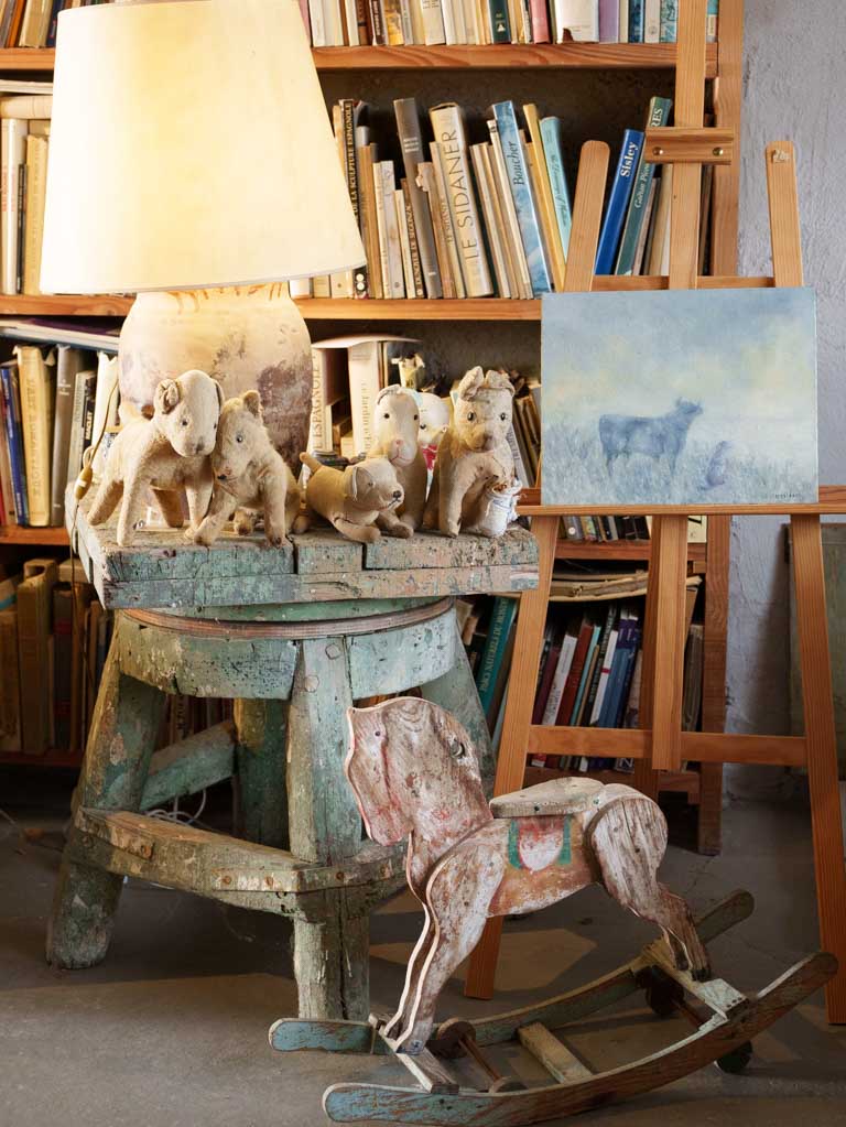 Small Contemporary Painting By Karibou - Au Loin (In the distance) - 13" x 16¼"