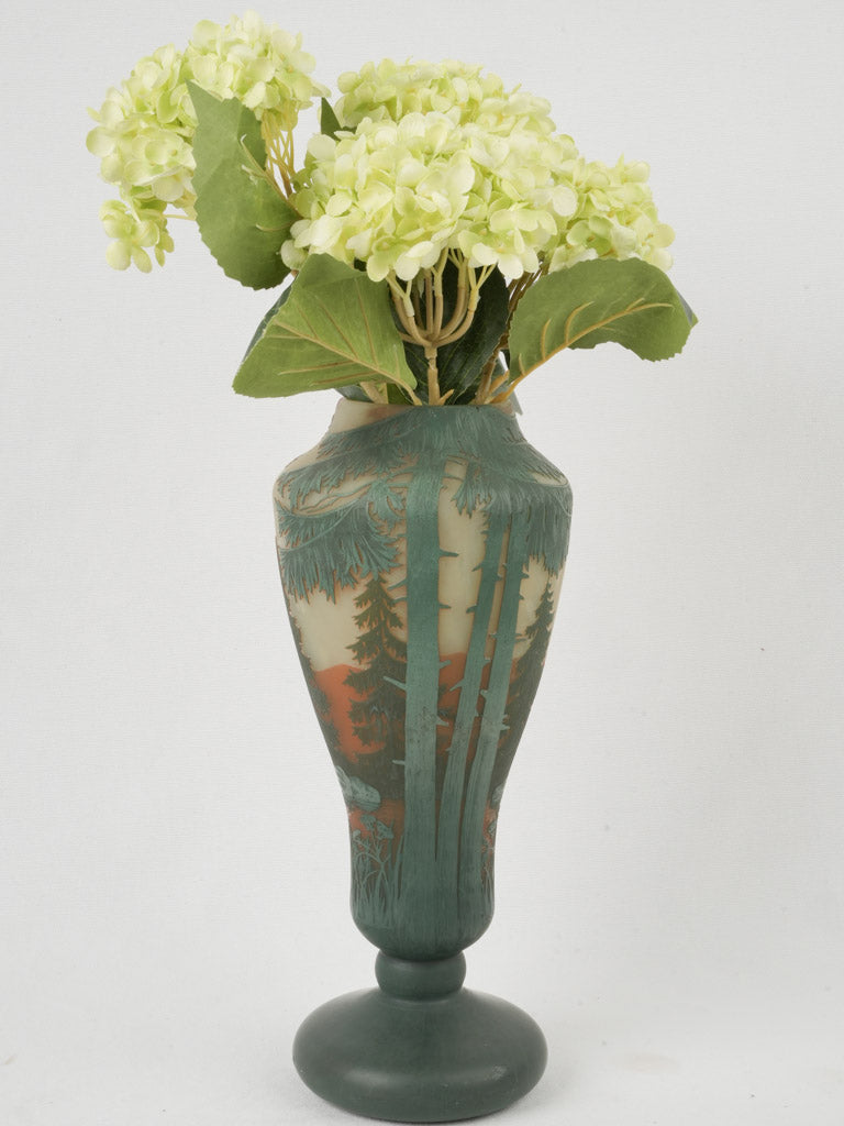 Elegant Green Cameo Glass Vase