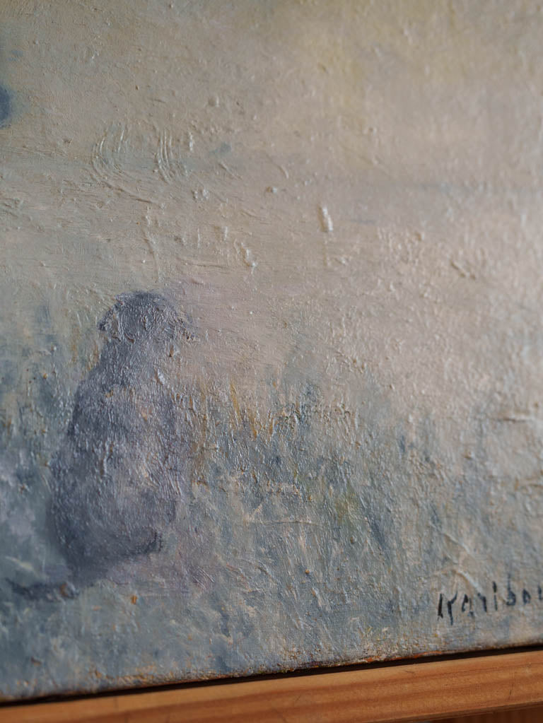 Small Contemporary Painting By Karibou - Au Loin (In the distance) - 13" x 16¼"