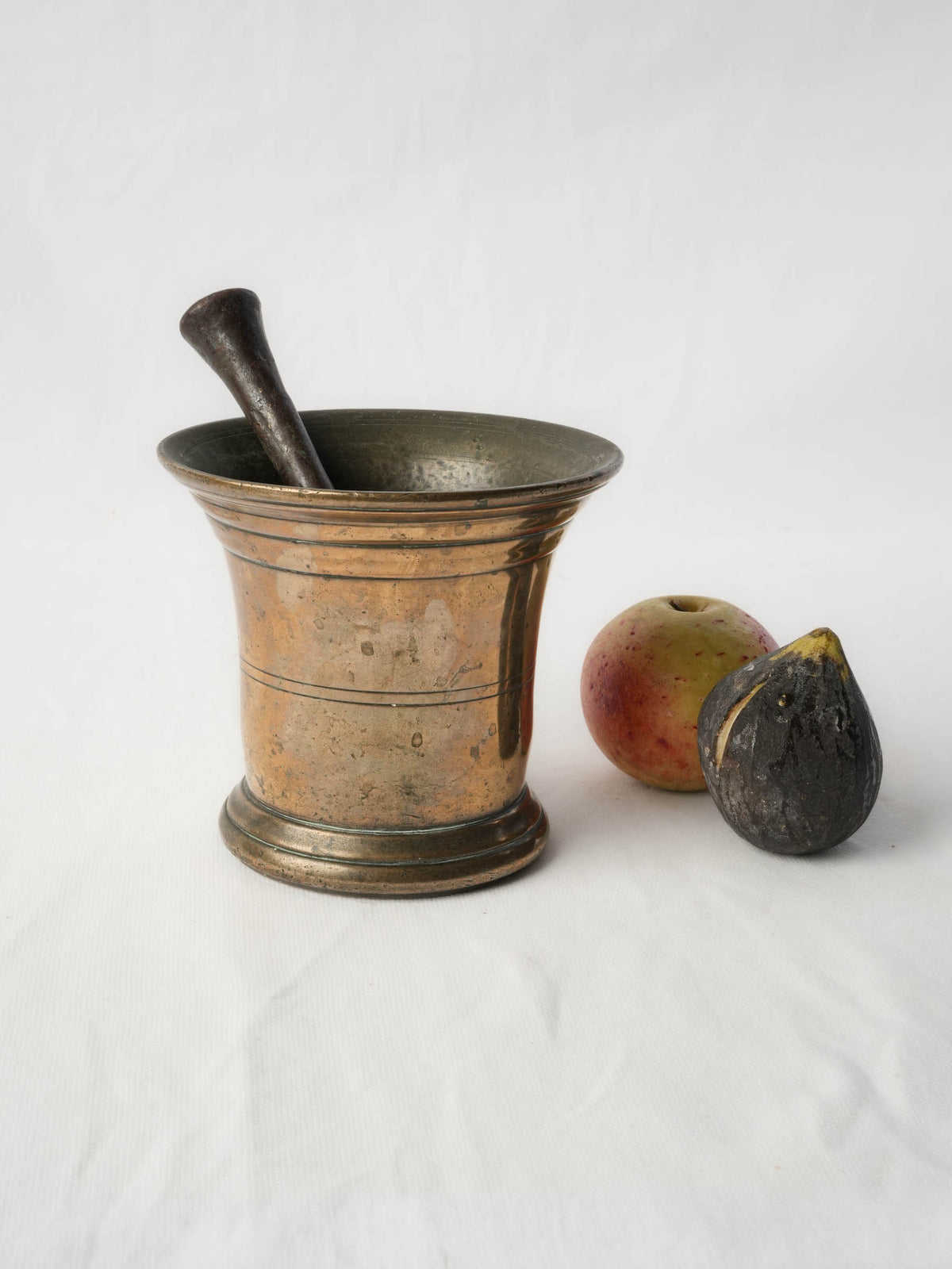 18th-Century Bronze Apothecary Mortar w/ Iron Pestle - 5"