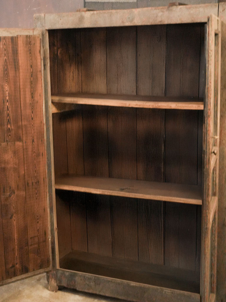 Historically significant rustic workshop cabinet