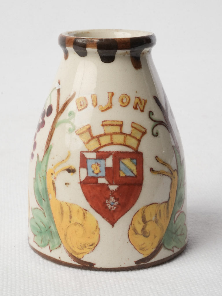 Decorative Hand Painted Petit Dijon Mustard Pot c 1930s - 3½"
