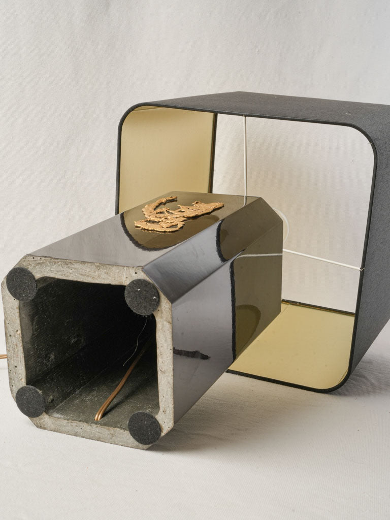 1970s French Modernist Table Lamp in Black Lacquer and Gilded Bronze - 24¾"