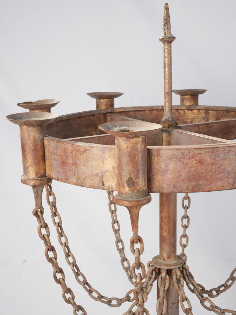 Dramatic iron chain-adorned candelabras