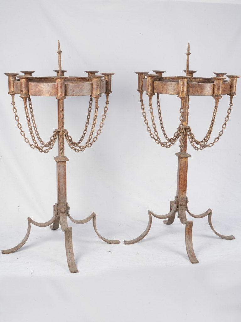 Vintage red-gold patina candelabras