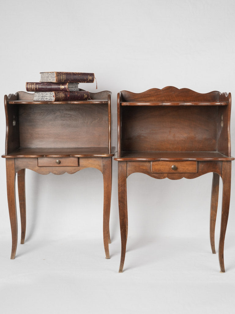 Vintage French symmetrical nightstands in walnut