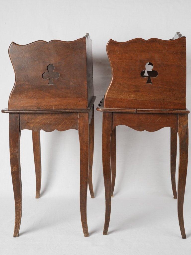 Vintage French Louis XV style nightstands, walnut