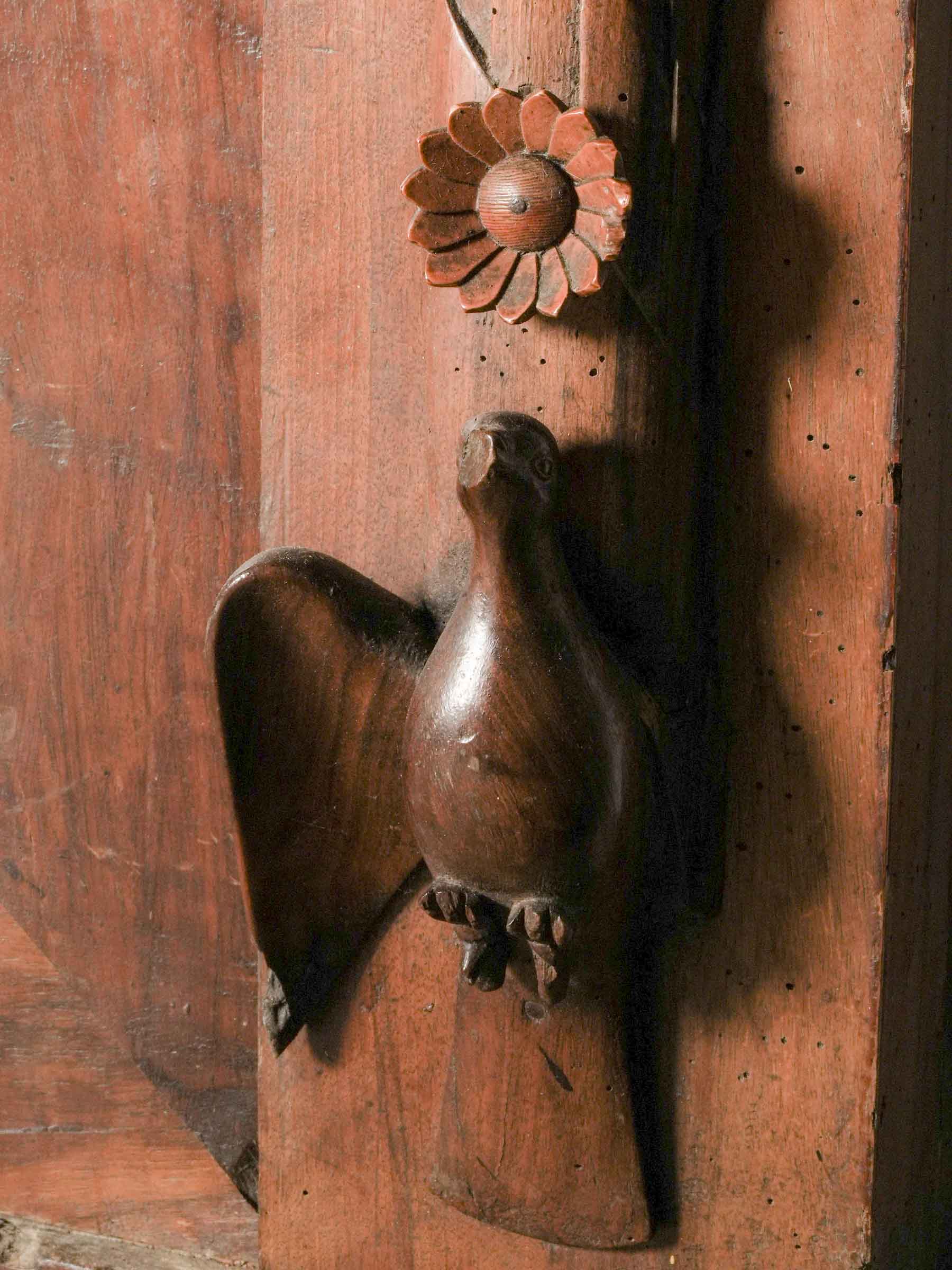 Exceptional French Folk-Art Walnut Armoire w/ Religious Iconography, Dated 1875 - 87" x 77¼"