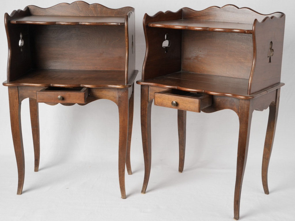 Vintage French Louis XV style nightstands, walnut
