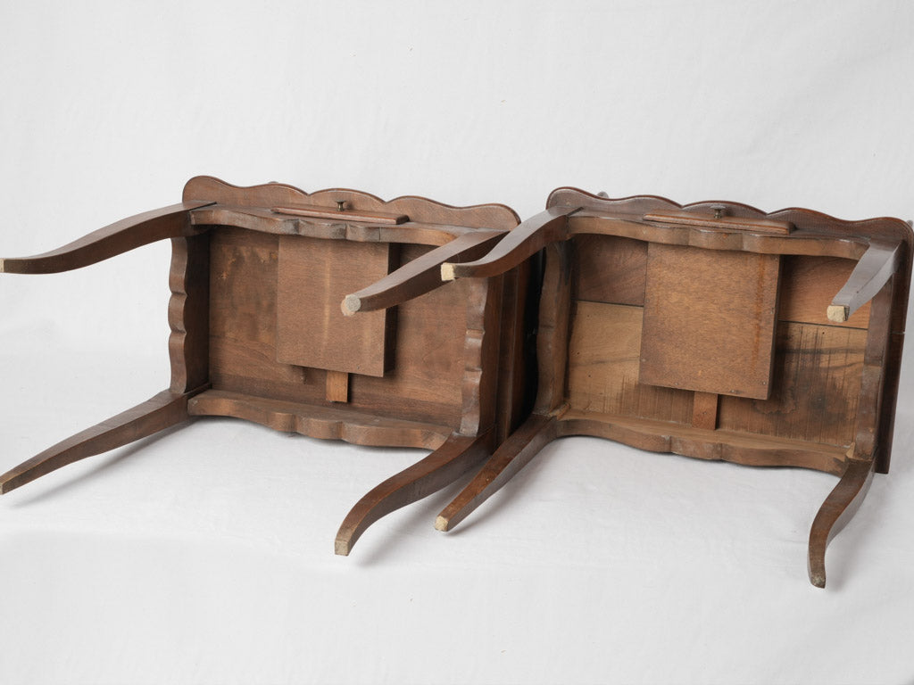 Antique French bedroom nightstands in walnut