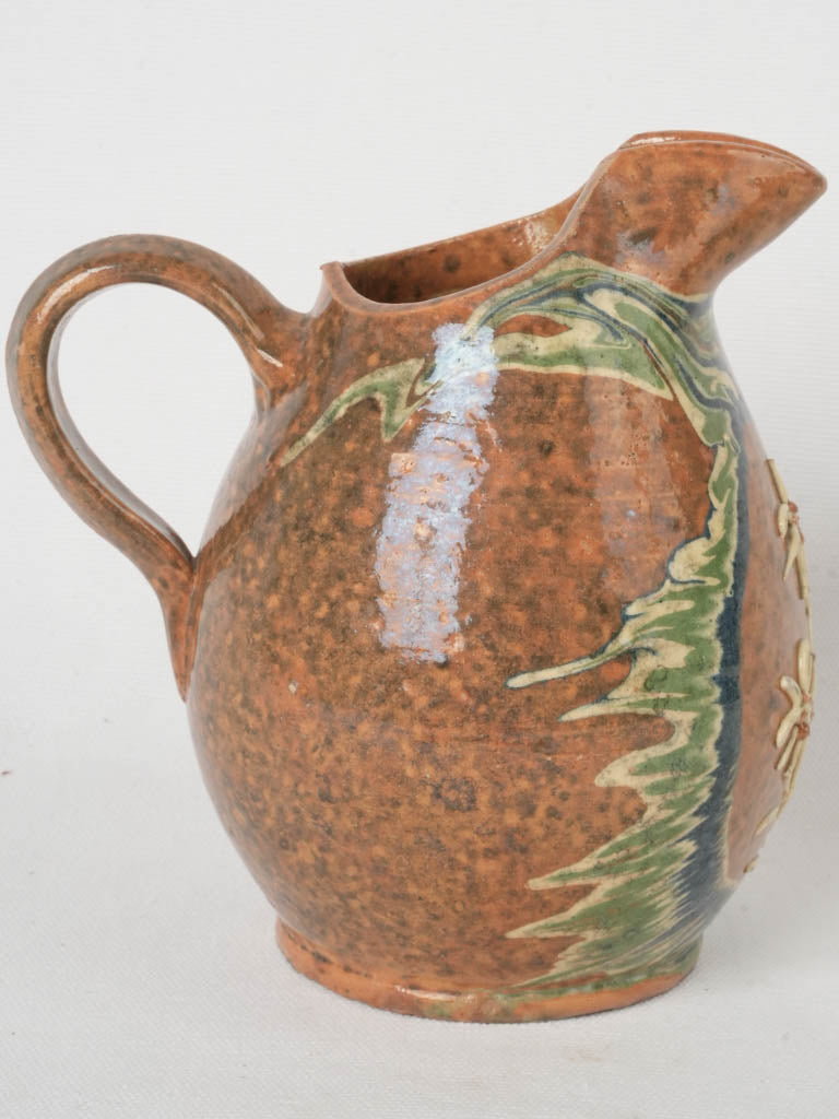 Swirling 1950s Jaspe Glaze Pitcher