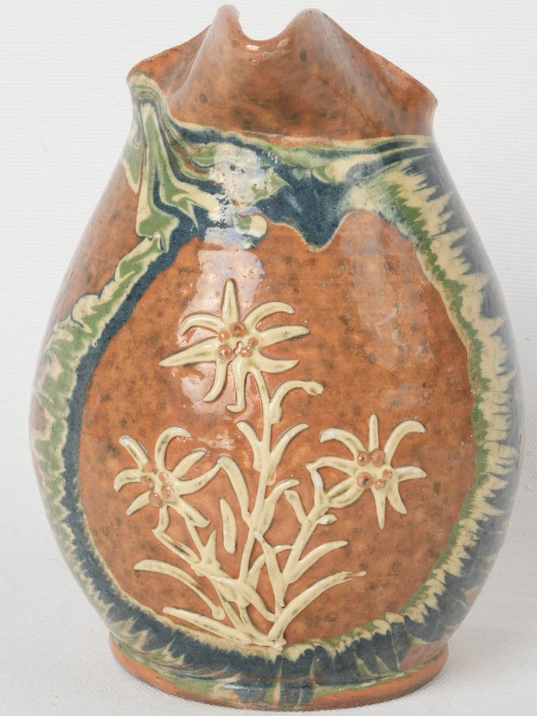 Handcrafted Savoy Pitcher with Edelweiss