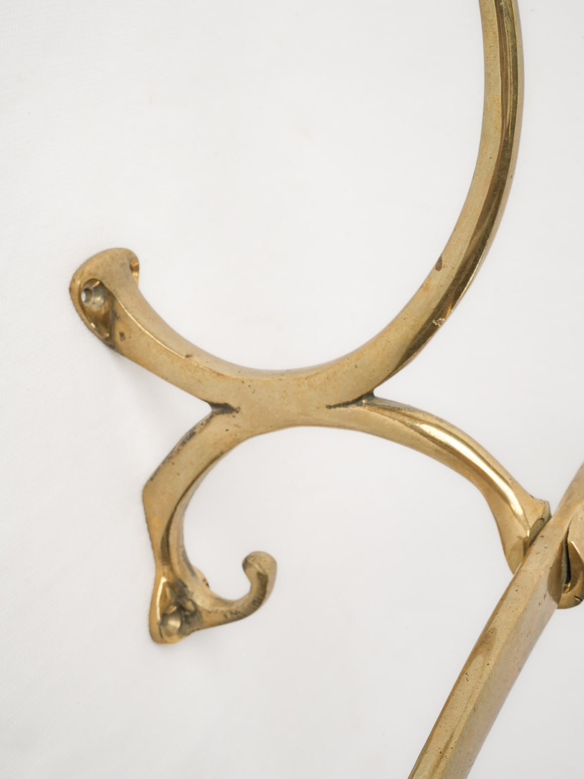 Pair of Wall-Mounted Brass Valet Hooks - 15¾" wide