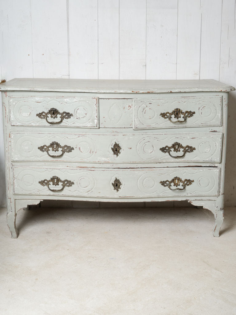 Antique French chest of drawers - blue-grey 32"