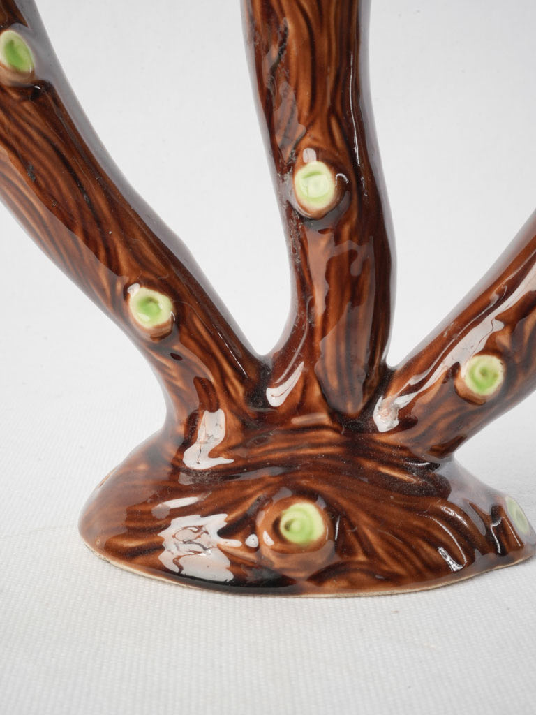 Glazed Vallauris earthenware candlestick